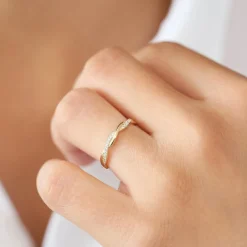 14K Gold Weaving Braid Eternity Diamond Ring
