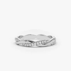 14K Gold Weaving Braid Eternity Diamond Ring