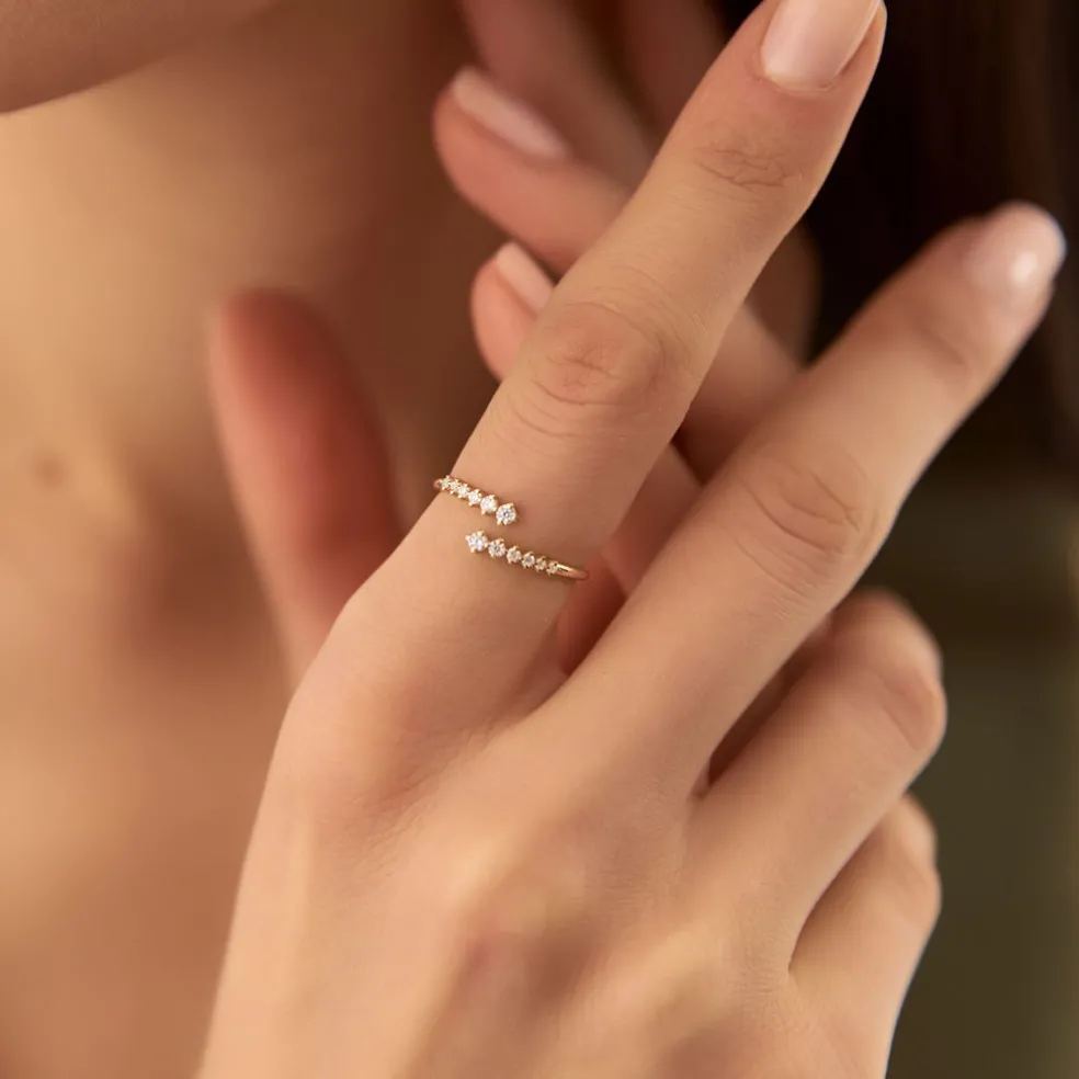 14K Gold Wrapped Diamond Ring