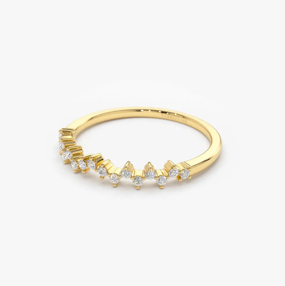 14K Gold Zig Zag Diamond Wedding Band