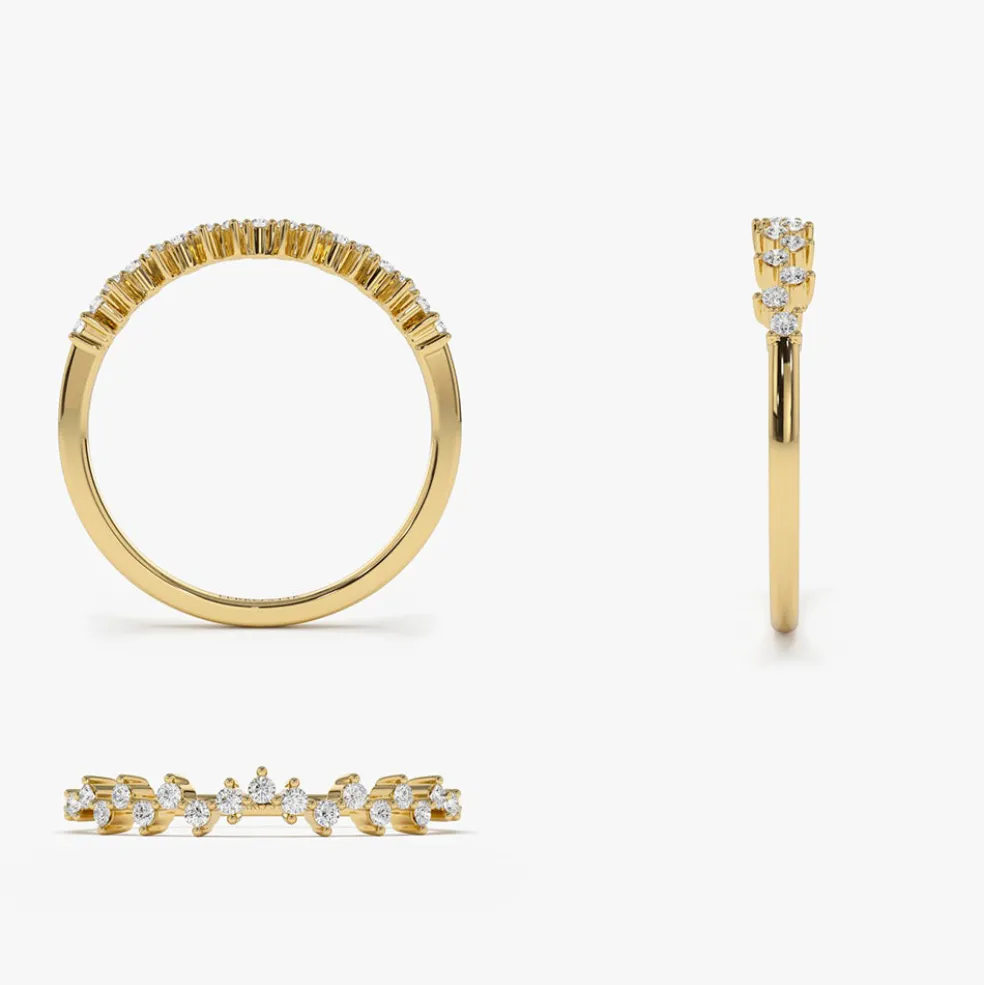 14K Gold Zig Zag Diamond Wedding Band