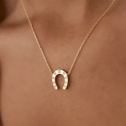 14k Good Luck Diamond Horseshoe Necklace