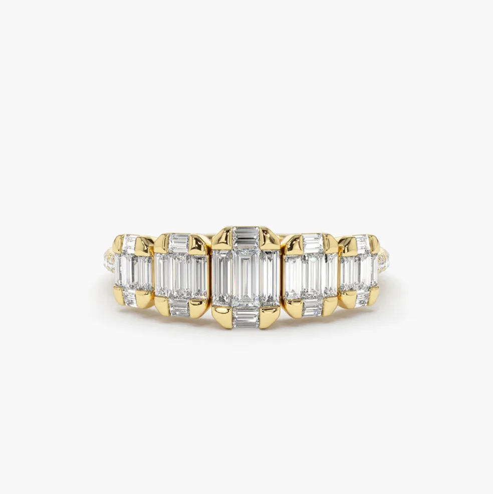 14K Graduating Baguette Diamond Anniversary Ring