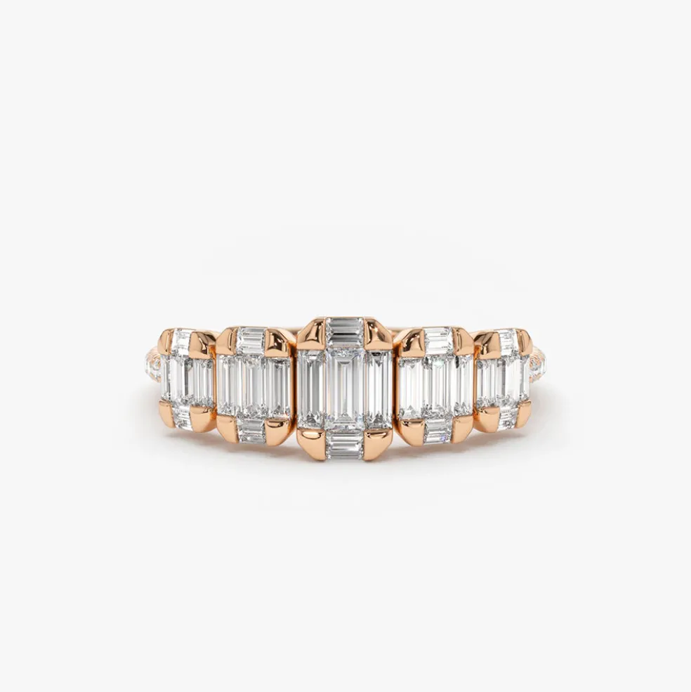 14K Graduating Baguette Diamond Anniversary Ring