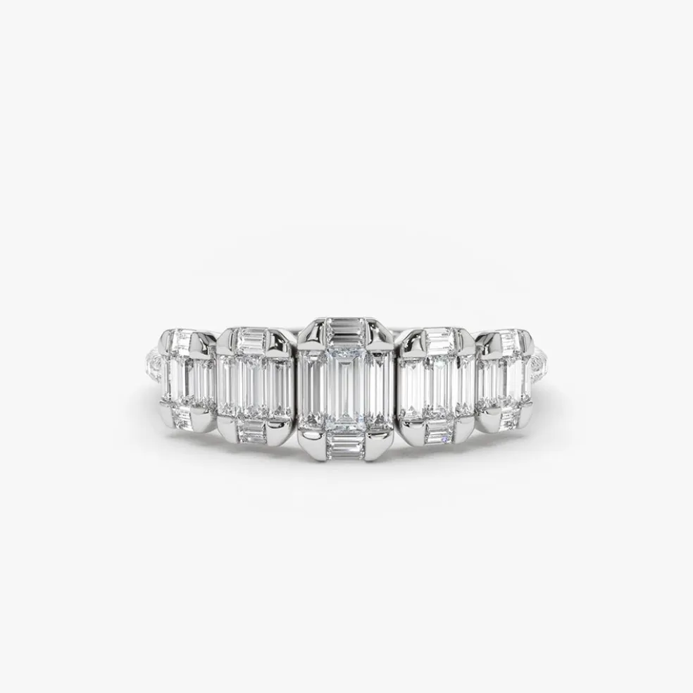 14K Graduating Baguette Diamond Anniversary Ring