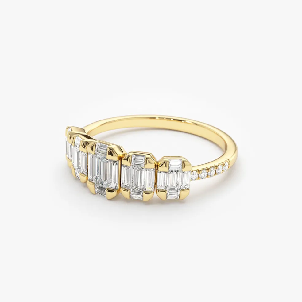 14K Graduating Baguette Diamond Anniversary Ring