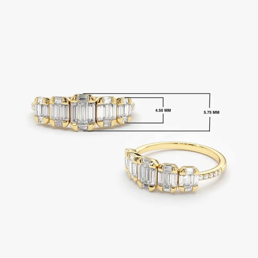 14K Graduating Baguette Diamond Anniversary Ring