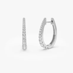 14k Graduating Statement Diamond Hoop Earrings