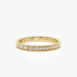 14k Half Baguette Half Round Diamond Eternity Band