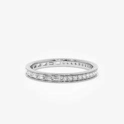 14k Half Baguette Half Round Diamond Eternity Band