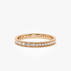 14k Half Baguette Half Round Diamond Eternity Band