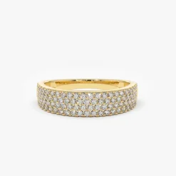 14k Half Eternity 4 Row Micro Pave Wedding Band