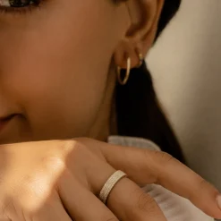 14k Half Eternity 4 Row Micro Pave Wedding Band