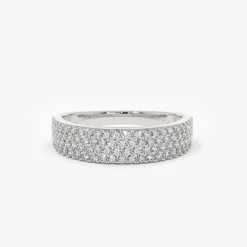 14k Half Eternity 4 Row Micro Pave Wedding Band