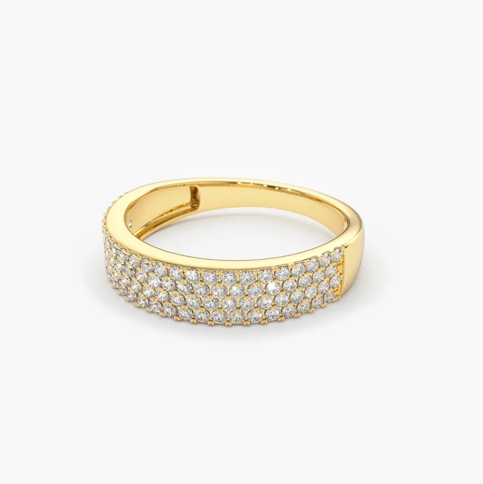 14k Half Eternity 4 Row Micro Pave Wedding Band