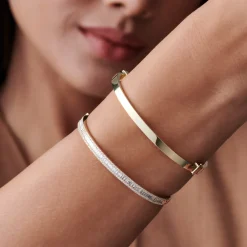 14k Half Eternity Baguette and Round Diamond Bangle