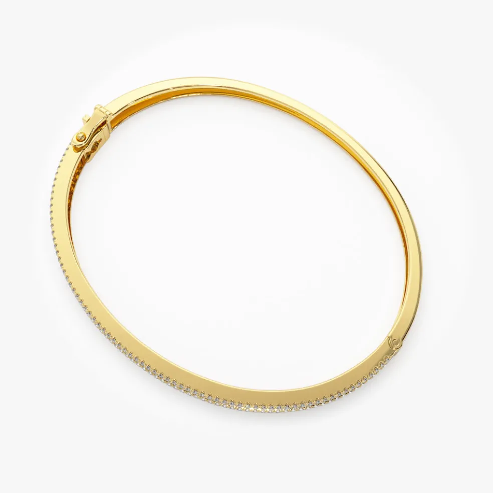 14k Half Eternity Baguette and Round Diamond Bangle