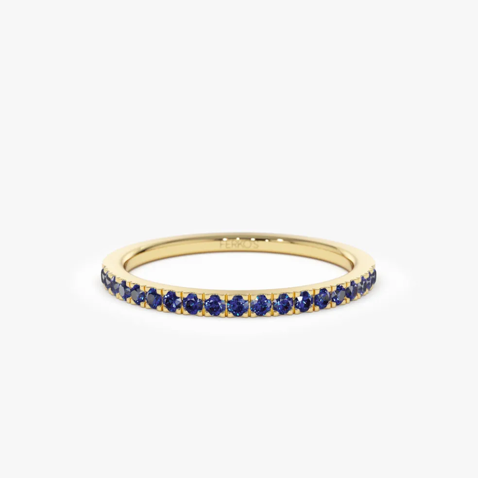 14k Half Eternity Blue Sapphire Ring