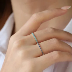 14k Half Eternity Blue Sapphire Ring