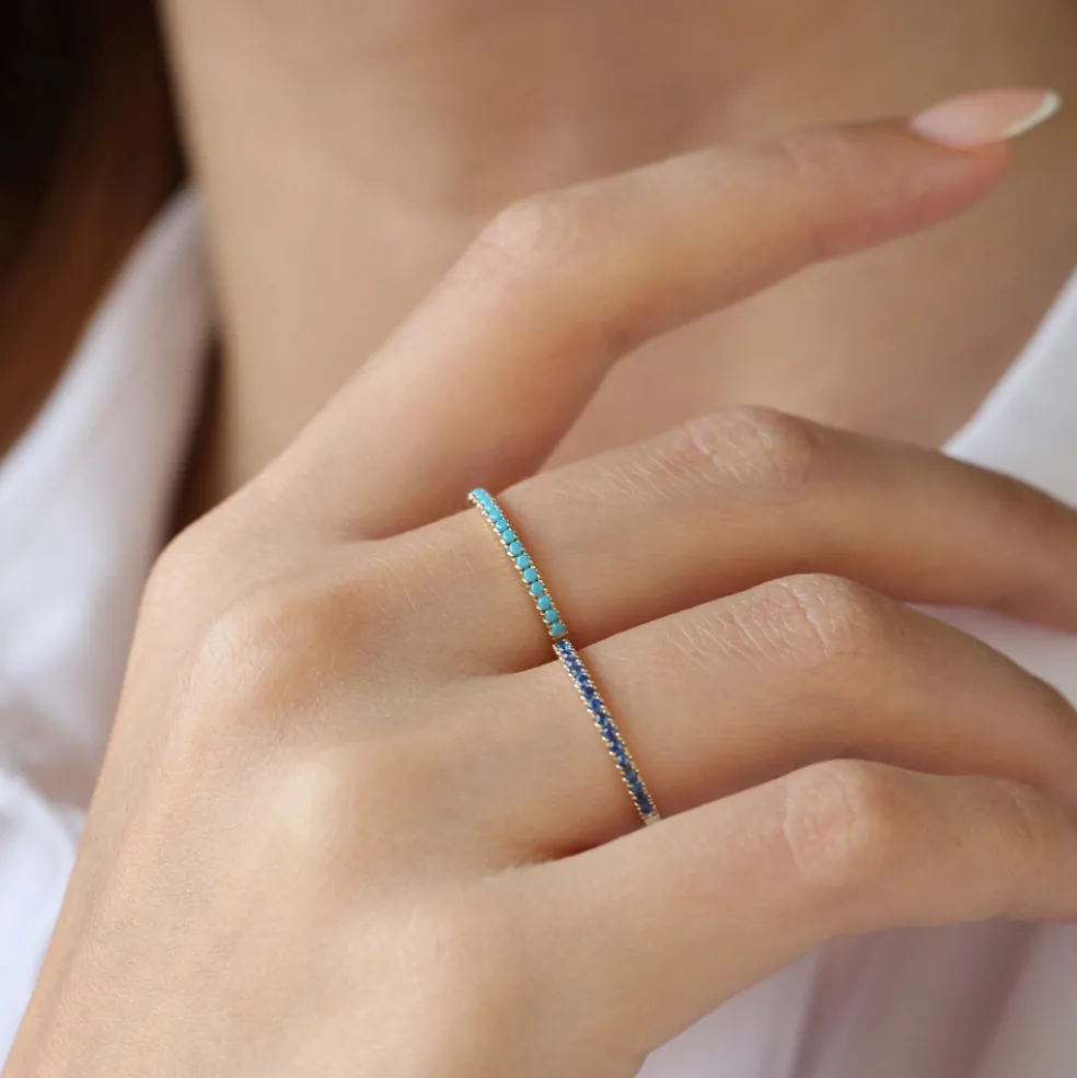 14k Half Eternity Blue Sapphire Ring