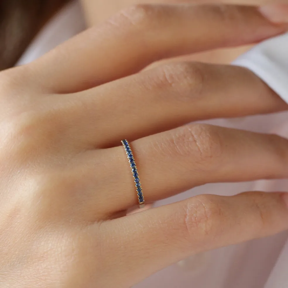 14k Half Eternity Blue Sapphire Ring