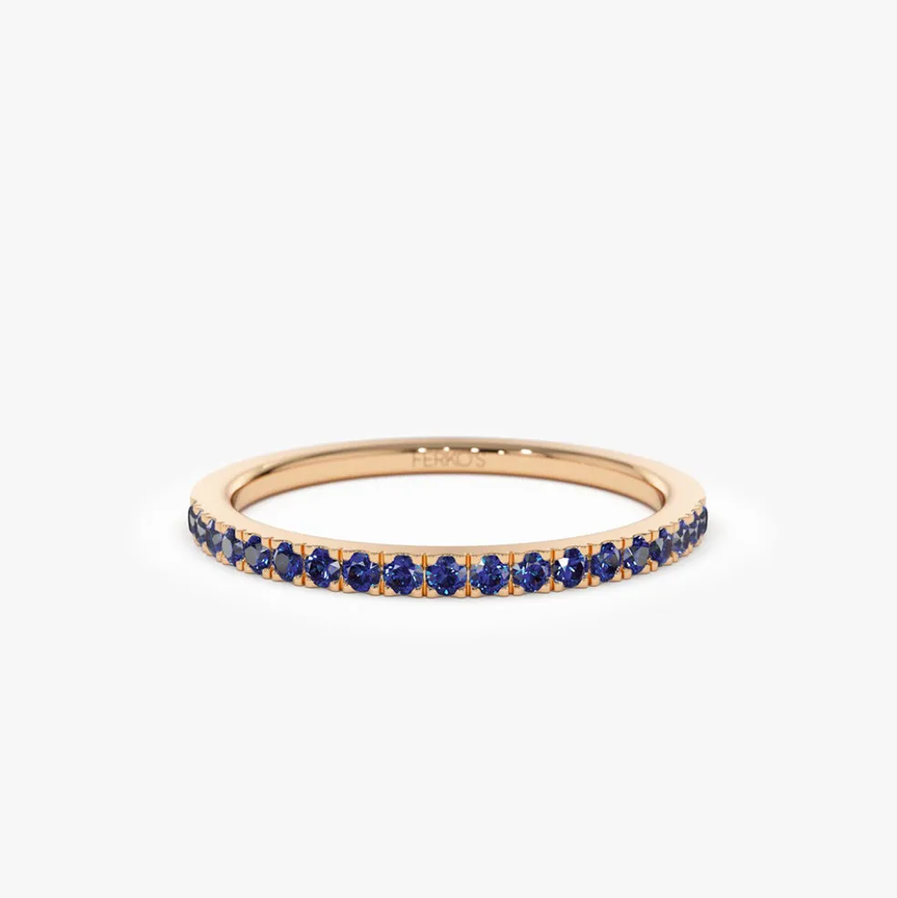 14k Half Eternity Blue Sapphire Ring