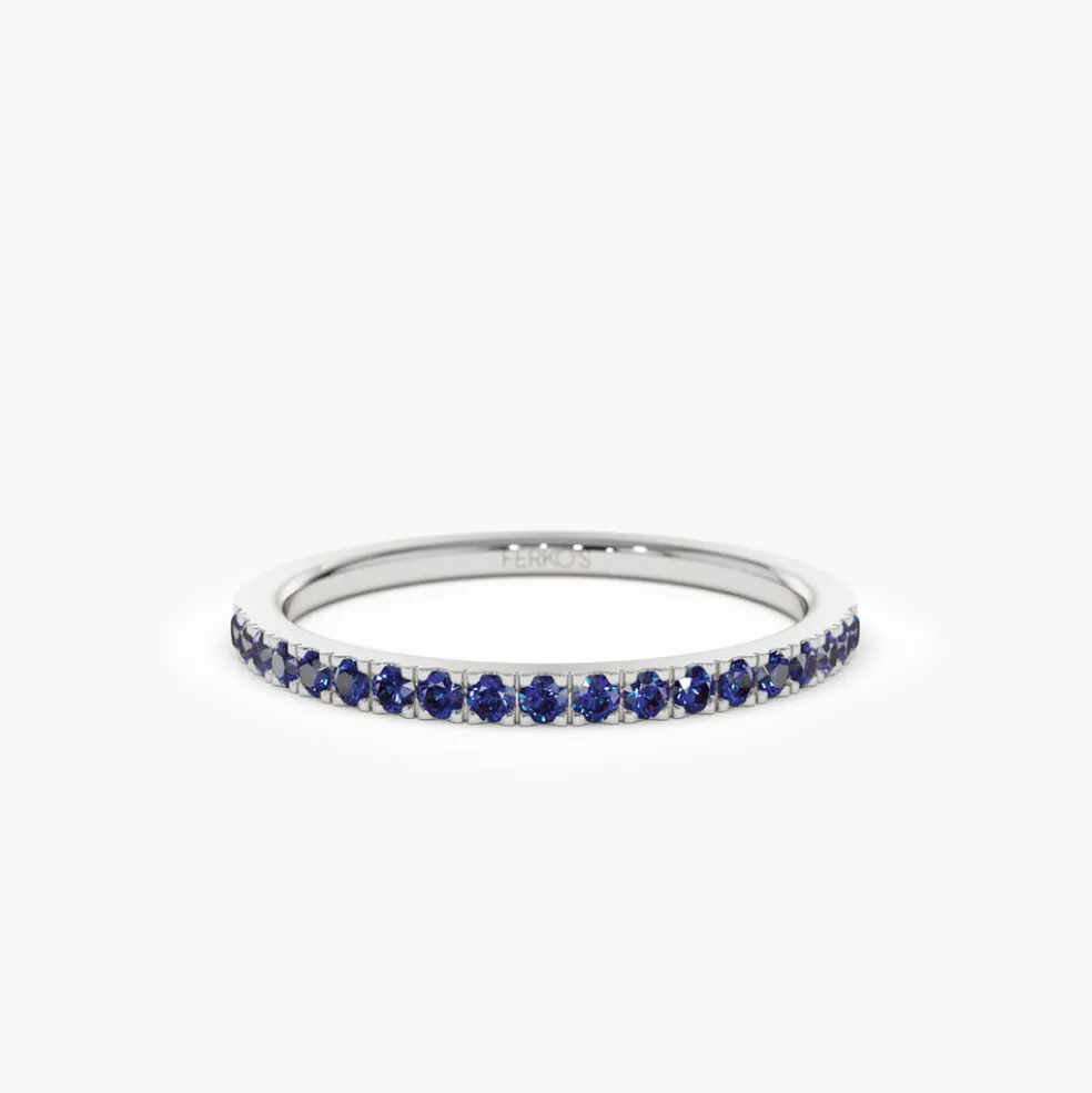 14k Half Eternity Blue Sapphire Ring