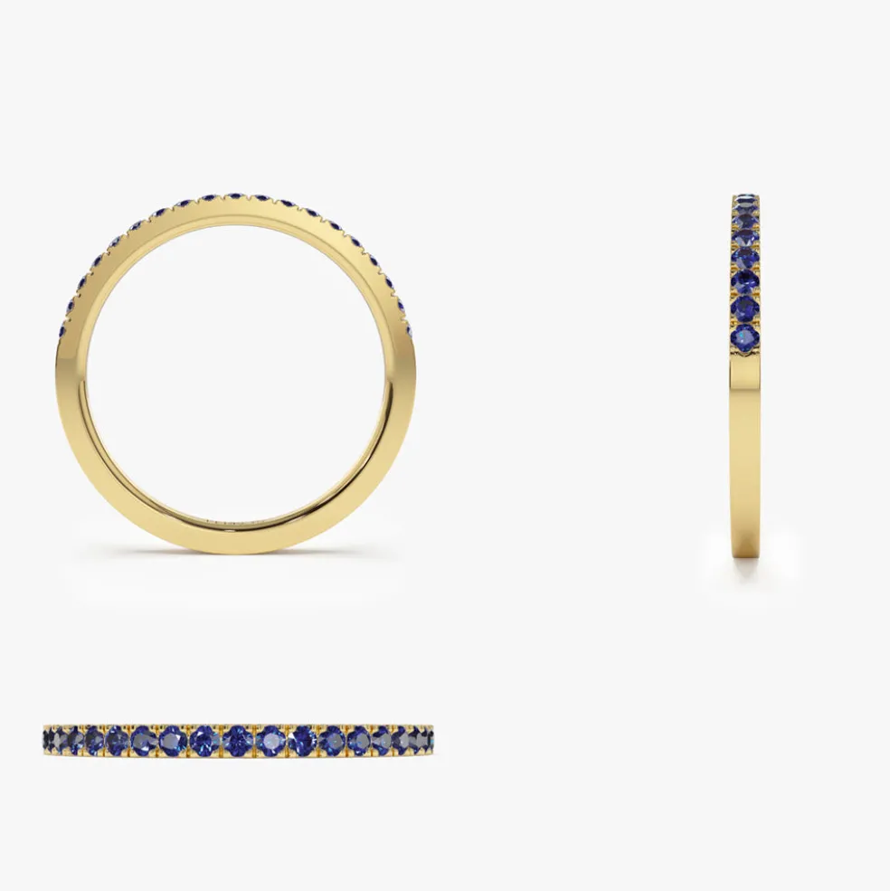 14k Half Eternity Blue Sapphire Ring