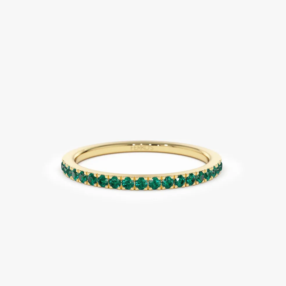 14k Half Eternity Emerald Ring