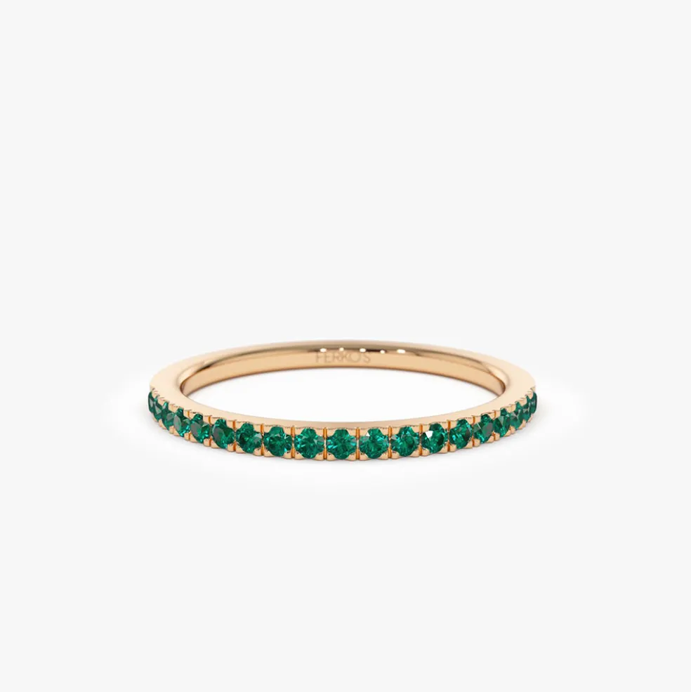 14k Half Eternity Emerald Ring