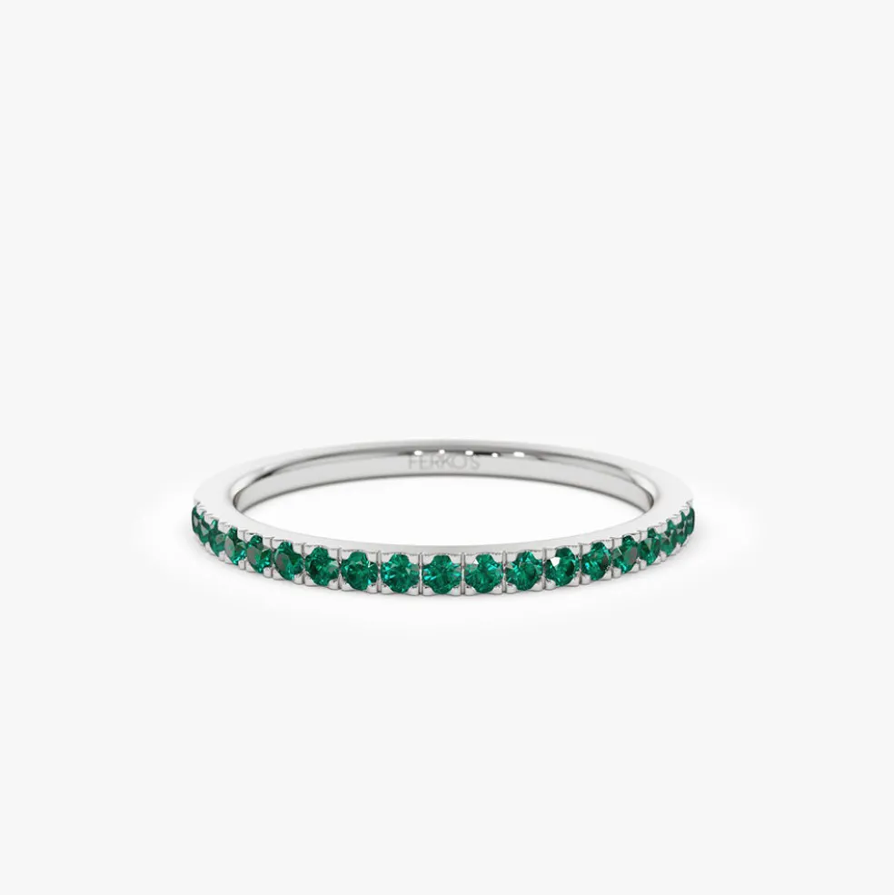 14k Half Eternity Emerald Ring
