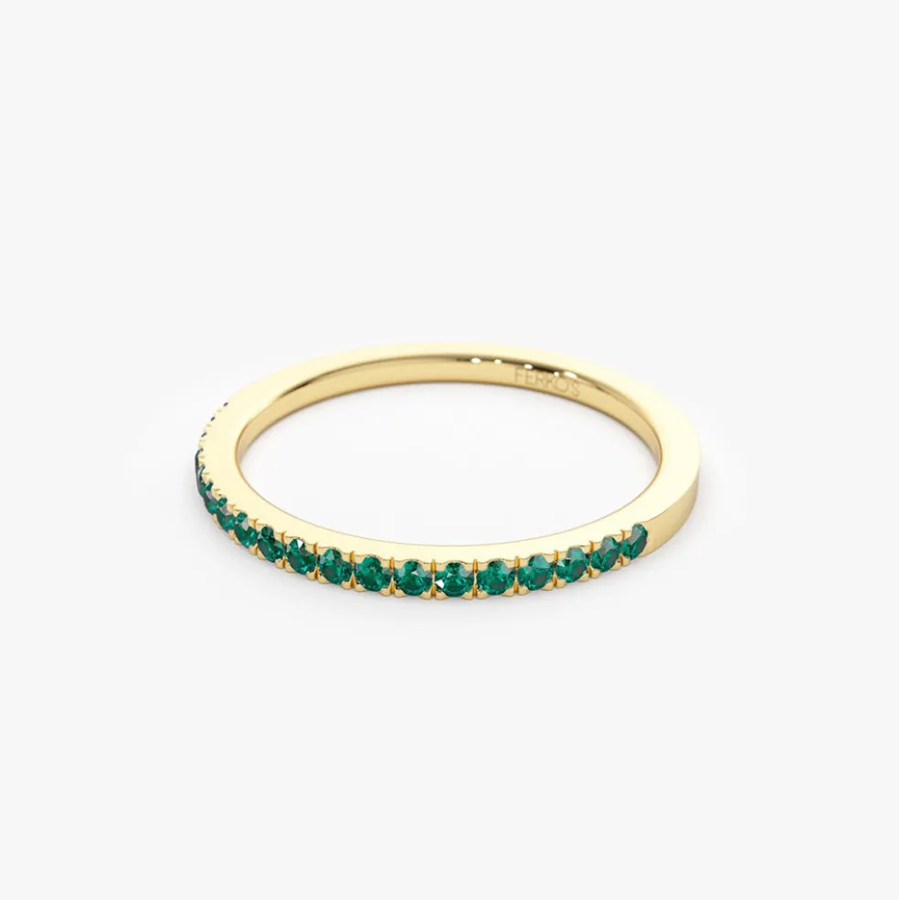 14k Half Eternity Emerald Ring