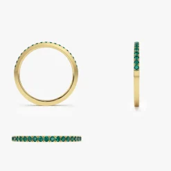 14k Half Eternity Emerald Ring