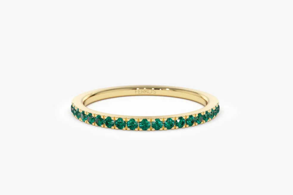 14k Half Eternity Emerald Ring