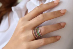 14k Half Eternity Emerald Ring