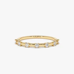 14K Half Eternity Minimalist Diamond Wedding Ring