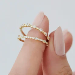 14K Half Eternity Minimalist Diamond Wedding Ring