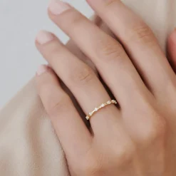 14K Half Eternity Minimalist Diamond Wedding Ring