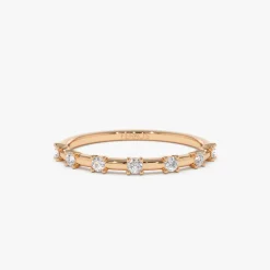 14K Half Eternity Minimalist Diamond Wedding Ring