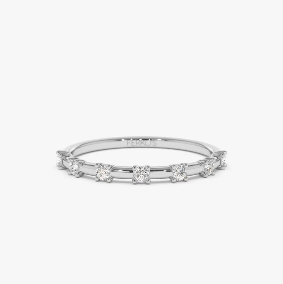 14K Half Eternity Minimalist Diamond Wedding Ring