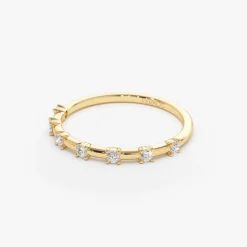 14K Half Eternity Minimalist Diamond Wedding Ring