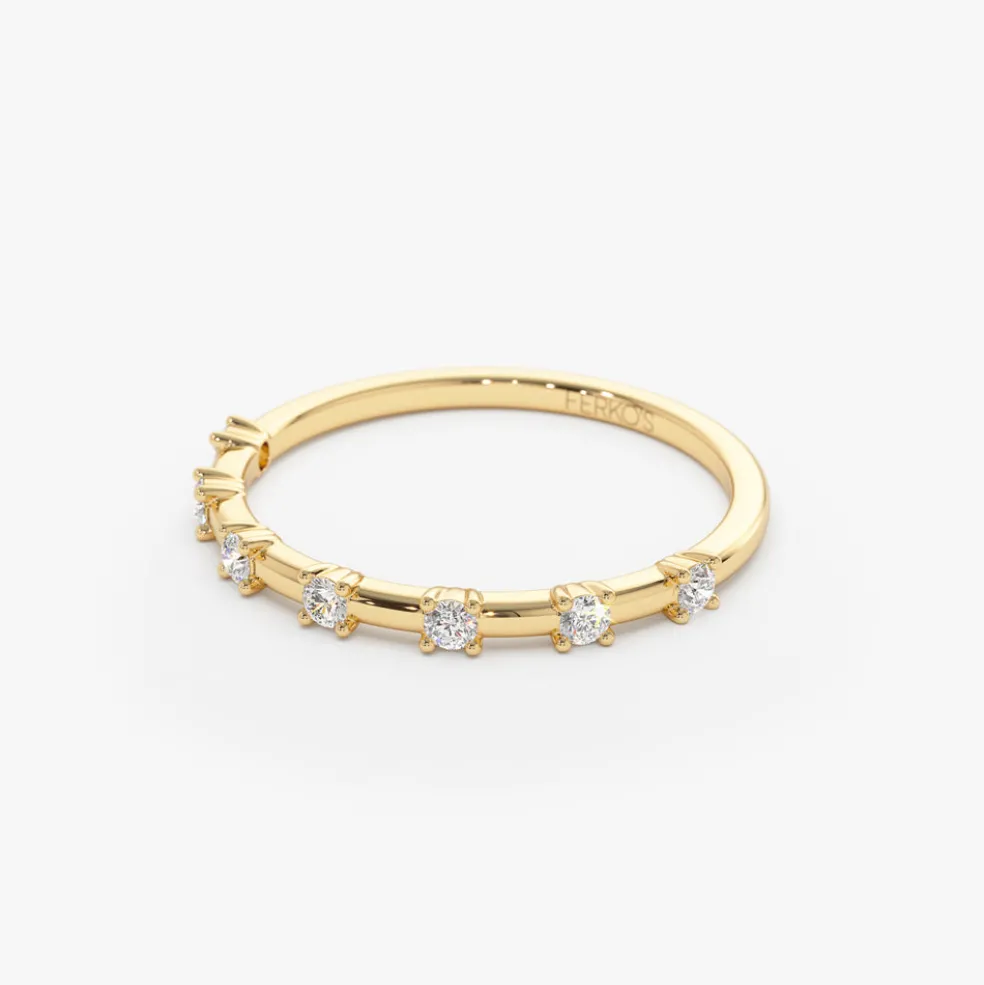 14K Half Eternity Minimalist Diamond Wedding Ring