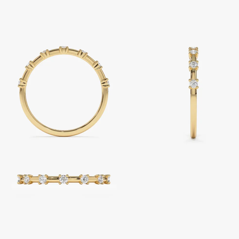 14K Half Eternity Minimalist Diamond Wedding Ring