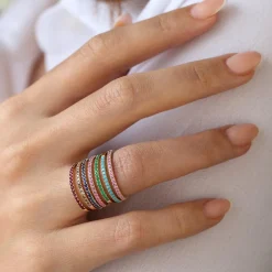 14k Half Eternity Pink Sapphire Ring