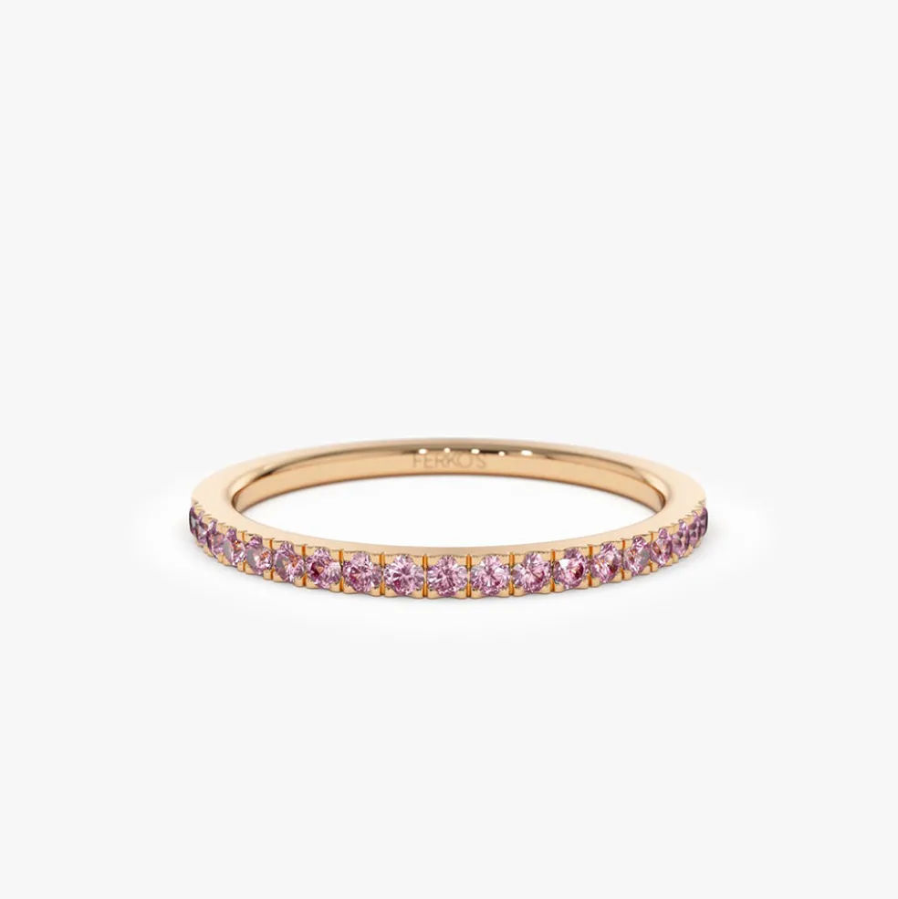 14k Half Eternity Pink Sapphire Ring