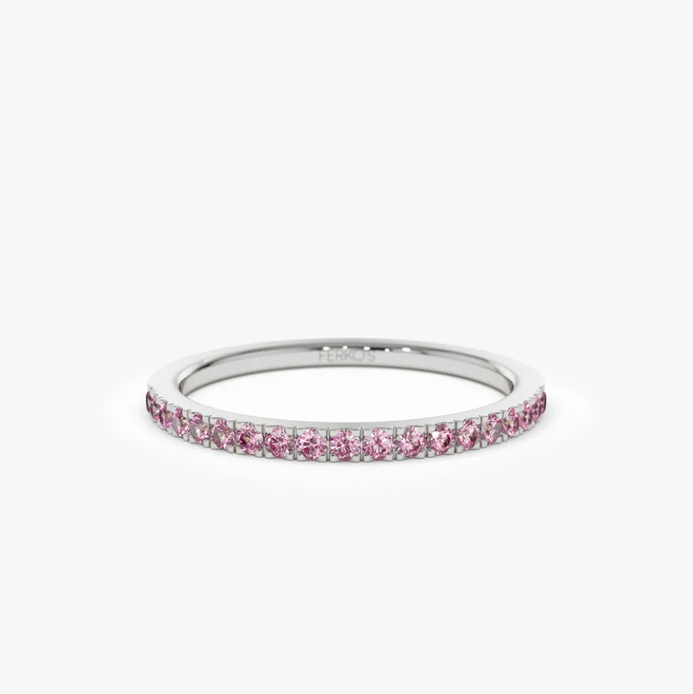 14k Half Eternity Pink Sapphire Ring