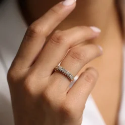 14k Half Eternity Round Diamond Spike Ring