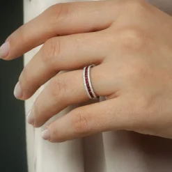 14k Half Eternity Square Ruby Anniversary Ring