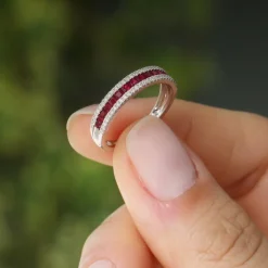 14k Half Eternity Square Ruby Anniversary Ring