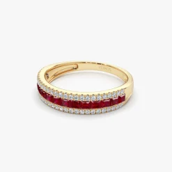 14k Half Eternity Square Ruby Anniversary Ring